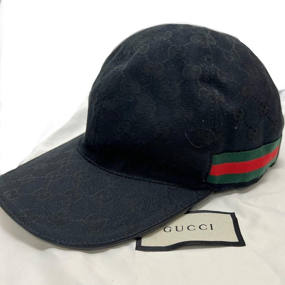 GUCCI Baseball Cap black GG Canvas Sherry Line