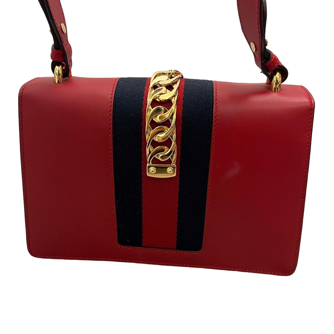 Gucci Sylvie Red Leather Shoulder Bag 421882