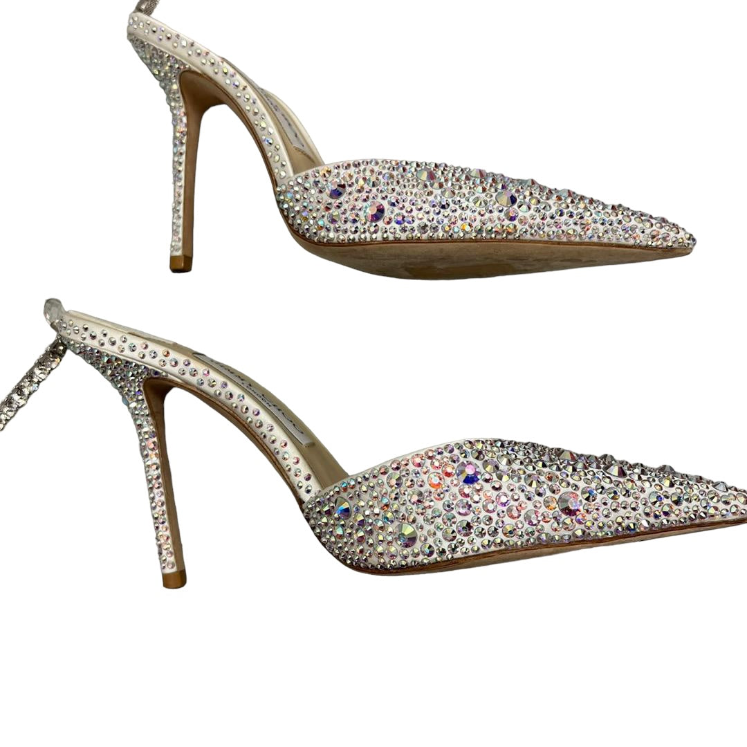 JIMMY CHOO Senda 100 Crystal Chain Satin Pumps