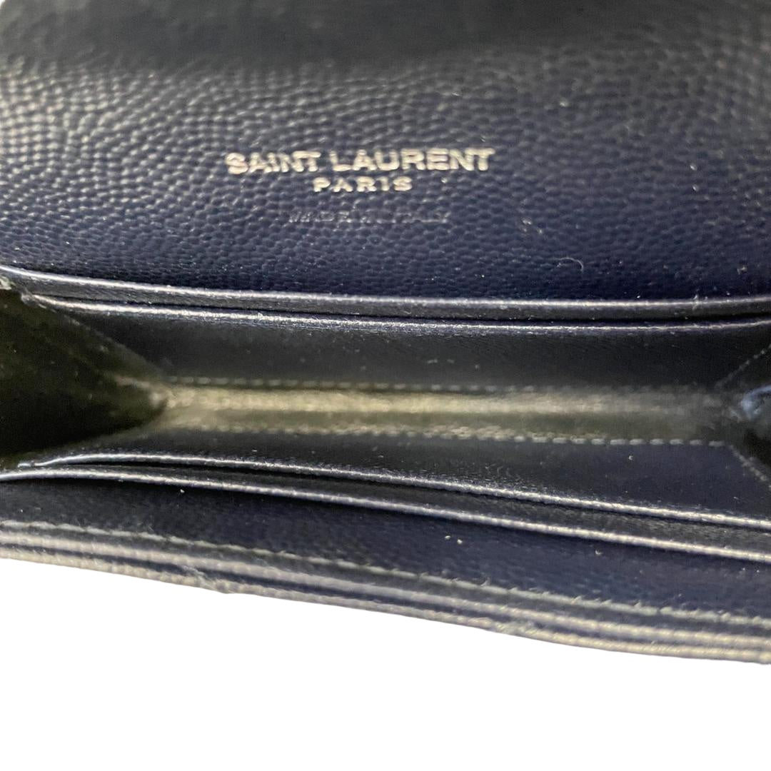 Saint Laurent Monogram Envelope Logo Leather Bifold Wallet