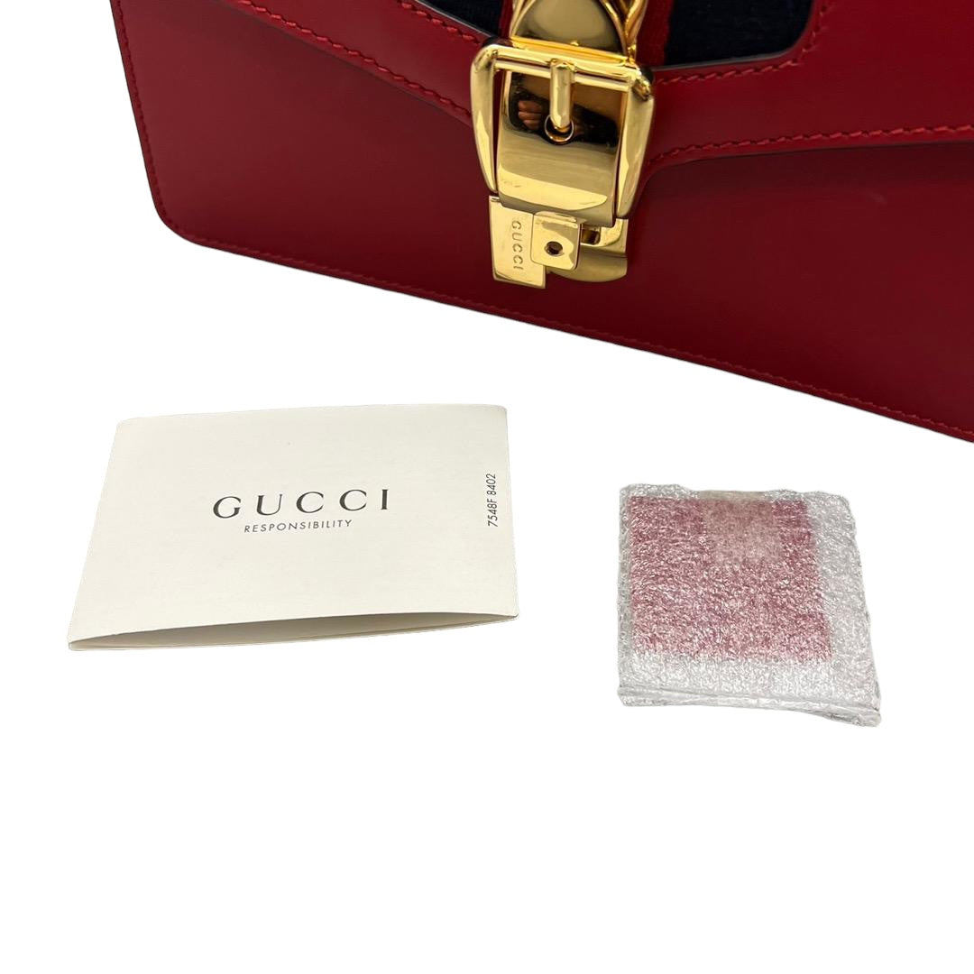 Gucci Sylvie Red Leather Shoulder Bag 421882