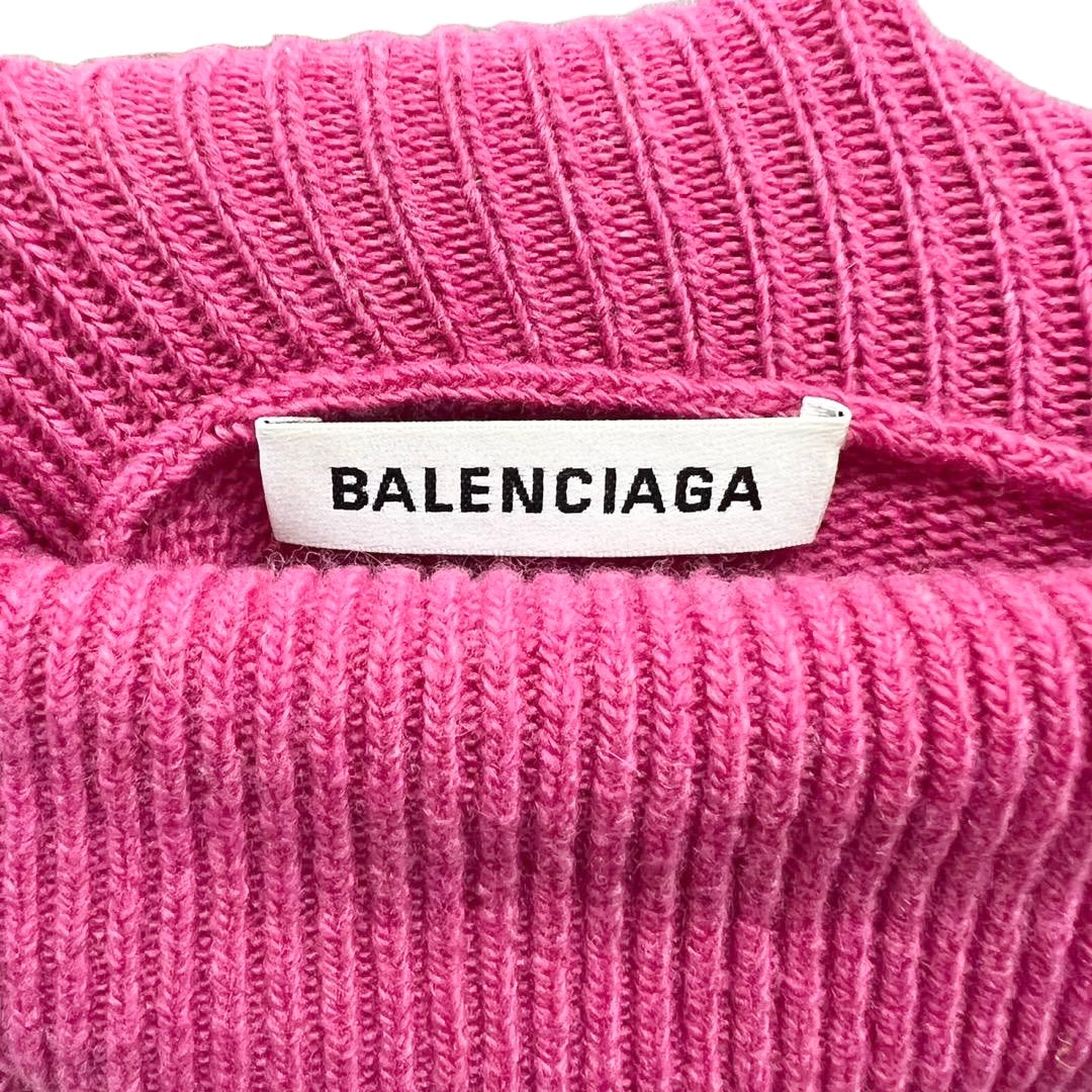 BALENCIAGA Sweater Wool Logo Pink Knit