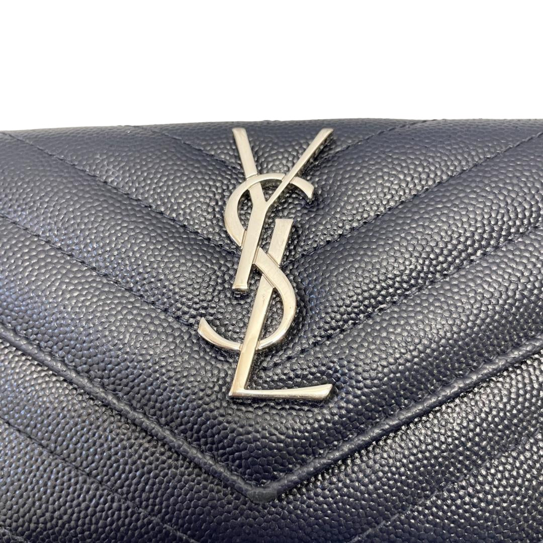 Saint Laurent Monogram Envelope Logo Leather Bifold Wallet