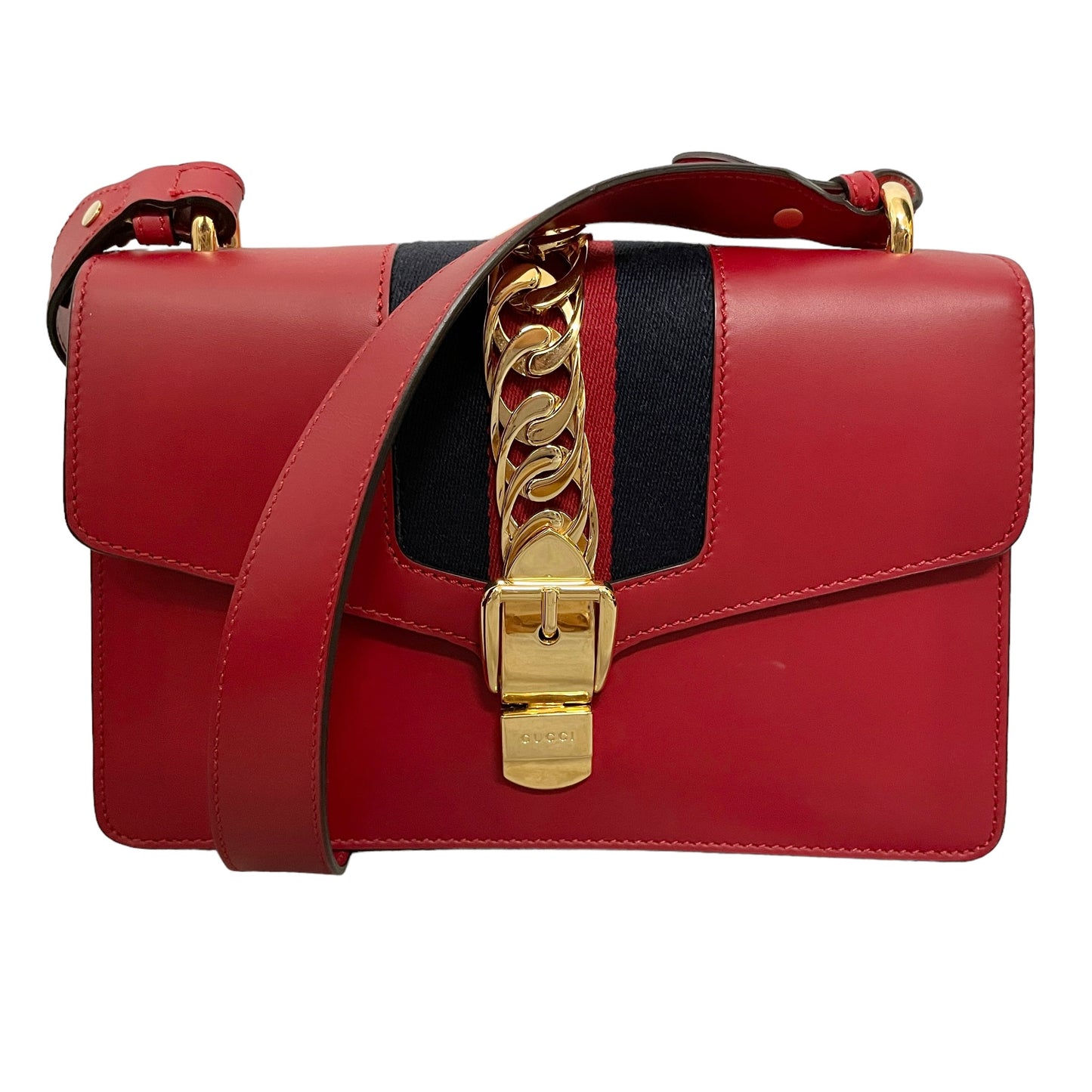 Gucci Sylvie Red Leather Shoulder Bag 421882