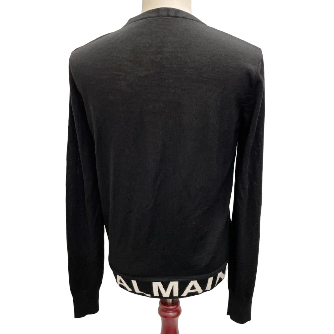 BALMAIN SWEATER LOGO ZIP BLACK