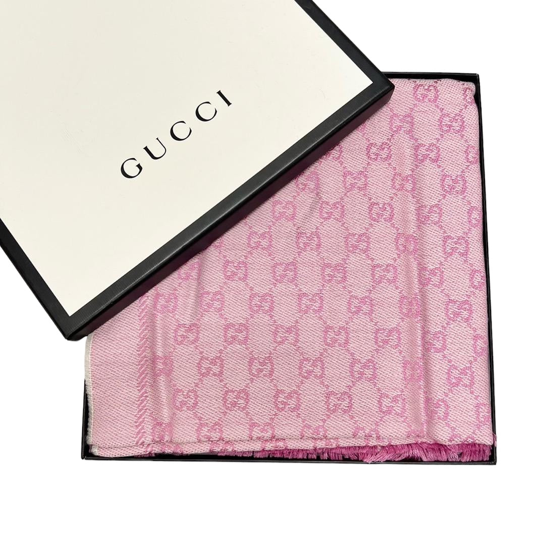 GUCCI muffler shawl reversible GG logo pink